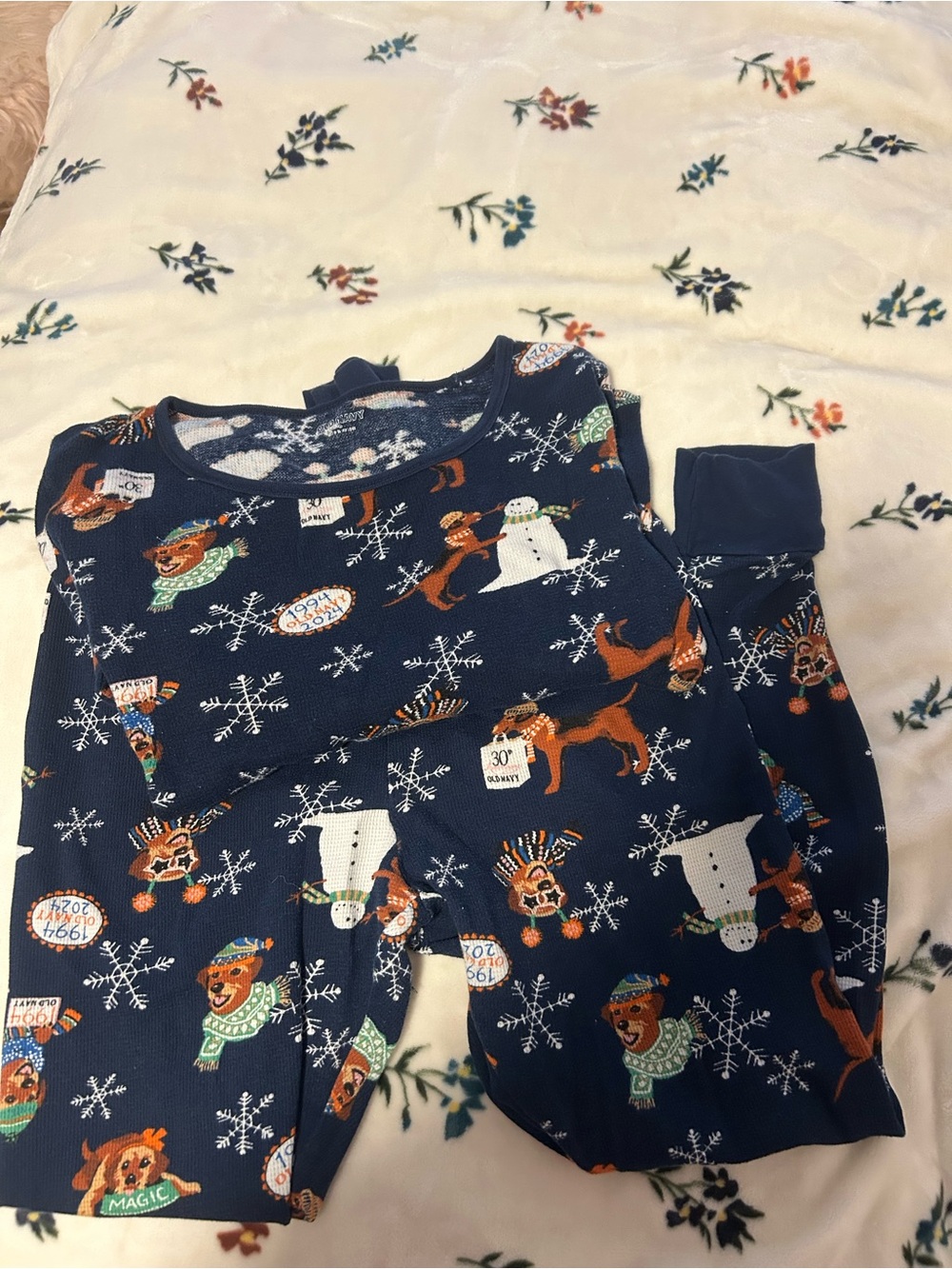 Navy Holiday Dog & Snowman Pajama Set